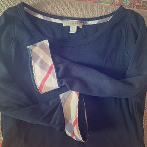 Burberry 3/4 length sleeve stretchy black top M